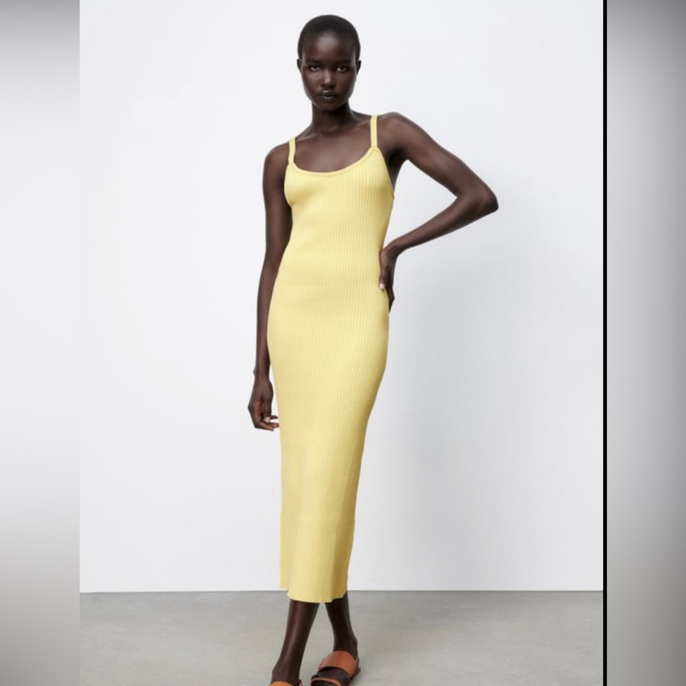 Zara knit tank dress special edition yellow size medium